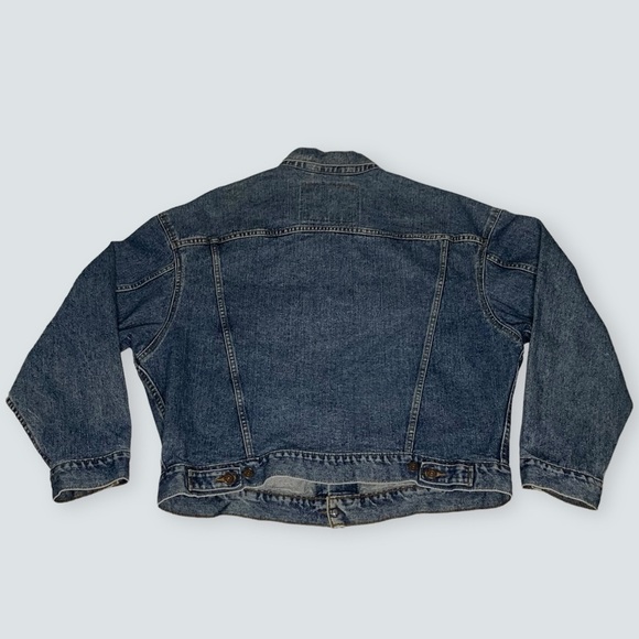 Levis Men’s Jean Jacket Size Large Cropped Denim 100% Cotton - Picture 11 of 16